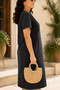 - Large Size - Women's Zipper Stone and Lace Detailed Vintage Dress C409-Black - 3