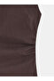 91704 Slit Detailed Midi Dress-Dark Brown - 7