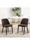 Set of 2 Modern Dining Chairs, Linen Upholstered, Beige with Curved Backrest, Wooden Legs, Decorative Chair for Kitchen, Dining Room, Living Room, Brown