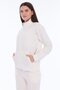 Women's Cotton Zippered Wide Leg Tracksuit Set Ecru 8528 - 5