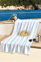Striped Sun Motif Premium Beach Towel-Mediterranean Marine Blue White Quick Drying Microfiber Towel - 6