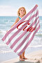Pink Striped Ciao Written Beach Towel - Modern Marine Style Pool Sea Bath Beach Cover - 7