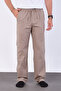Men's Baggy Fit Linen Fabric Elastic Waist Comfortable Cut Pants