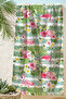 Flamingo Tropical Floral Beach Towel - Mint Pink Marine Striped Quick-Dry Microfiber Towel - 2