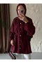 Women's Collar Gathered Gold Button Detailed Hijab Shirt - 4