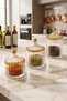 3-Piece Defne Glass Spice Jar Set with Wooden Lid, Spice Jar, Salt and Pepper Shakers, Kitchen Organizer