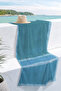 Blue Striped Modern Beach Towel Coverlet - Minimalist Mediterranean Style Quick-Dry Microfiber Towel Coverlet - 2