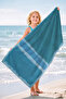 Blue Striped Modern Beach Towel Coverlet - Minimalist Mediterranean Style Quick-Dry Microfiber Towel Coverlet
