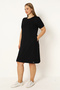 Women's Plus Size Black Viscose Dress with Pockets and Button Detail on the Sleeves - 2