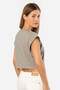 Women's Padded Look Comfortable Fit Crop T-Shirt, 100% Cotton - 2
