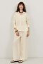 Ecru Wide Leg Pants Shirt Set