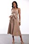 Brown Tie-Detail Design Dress 0079 - 2