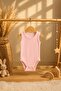 100% Cotton Natural Ribbed 3-Piece Baby Bodysuit Set with Straps and Snap Fasteners - 4