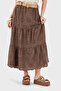 Cotton Relaxed Fit Embroidered Midi Skirt Skirt 2511 - 2