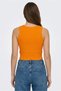 Women Round Neck Sleeveless Textured Tank Top, Orange - 4