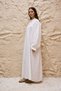 White Linen Casual Long Sleeve Dress - 6