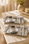 2 Pcs Silver Metal Presentation Tray Luxury Decorative Coffee and Catering Tray Set