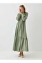 Linen Hijab Dress with Cutouts and Tie-Down Sleeves - Cagla - - 5