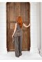 Women's Khaki Premium Cupra Modal Chiffon Detailed Garnished Top and Bottom Set Frv0194 - 6
