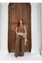 Women's Milk Coffee Premium Cupra Modal Chiffon Detailed Garnished Top and Bottom Set Frv0194 - 3