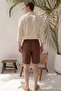 Lightweight and Comfortable Wide-Legged Muslin Shorts - Brown - 3