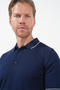 Navy Blue Polo Collar Short Sleeve Knitted Comfort Fit 100% Cotton Sweater 1012260151 - 4
