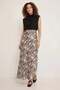 Women's High Collar Patterned Satin Black Beige Skirt - 5