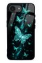 iPhone 16E Turquoise Galaxy Butterfly Design Glossy Phone Case