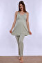 Maternity and Postpartum Pajama Set with Rope Straps and Breastfeeding Feature Effortt - Green - 5