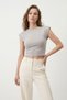 Gray Crew Neck Sleeveless Blouse 8181A