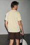 Rough men's 100% organic cotton contrast trim print detail regular fit yellow t-shirt - 5