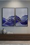 Midnight Fjord Set of 2 Abstract Wall Art | Framed Canvas Print with Silver Foil Embossed | Luxury Modern Decor for Living Room, Bedroom, Office & Gift