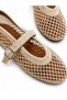 Women's Beige Mesh Mary Jane Ballerina Buckle Round Toe Summer Casual Shoes Valencia
