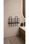 Adhesive Bathroom Shelf with Hanger Shower Shelf No Drilling Mounting Black Metal Organizer - 2