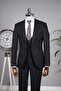 3 Button Red Vest Suit Dobby Black - 2