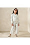 Round Neck Long Sleeves Jacket and Pants Set with Lace Detail