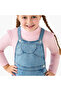 Crew Neck Long Sleeves T-shirt and Denim Pinafore Set with Heart Applique - 5