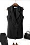 Women's double-breasted collar buttoned sleeveless vest black
