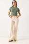 Women's flared leg lycra jean cream