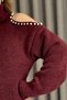Women's Turtleneck Shoulder Detailed Knitwear Sweater Claret Red - 3