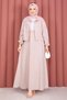 Striped Shirt Skirt Double Set Beige - 3