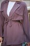 Women's Pocket Detail Tunnel Belted Suit Cherry Rot - 8