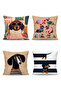 Dog-Friendly Patterned 4-Piece Throw Pillow Cover Set - 3