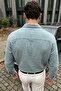 Yurin Men's Premium Muslin 100% Cotton Oversize Turquoise Long Sleeve Shirt - 6