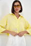 Women's Striped Oversize Short Shirt 1351 - Yellow - 4