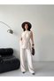 Halter Neck Belted Waist Palazzo Trousers Double Set for Women - 3