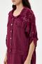 Burgundy Italian 100% Linen 2-Piece Suit with Mesh on the Shoulder and Collar Jacket Long Dress Size 38 - 44 - 7