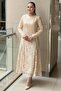 Stone Embellished Collar and Piping Detailed Guipure Dress