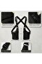 Unisex Black Leather Look Crossbody Multi-Pocket Harness Chest Bag – Adjustable Strap - 3