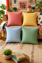 Set of 4 Colorful Gingham Cushion Covers 43X43 cm – Liquid-Proof and Stain-Resistant Fabric - 5